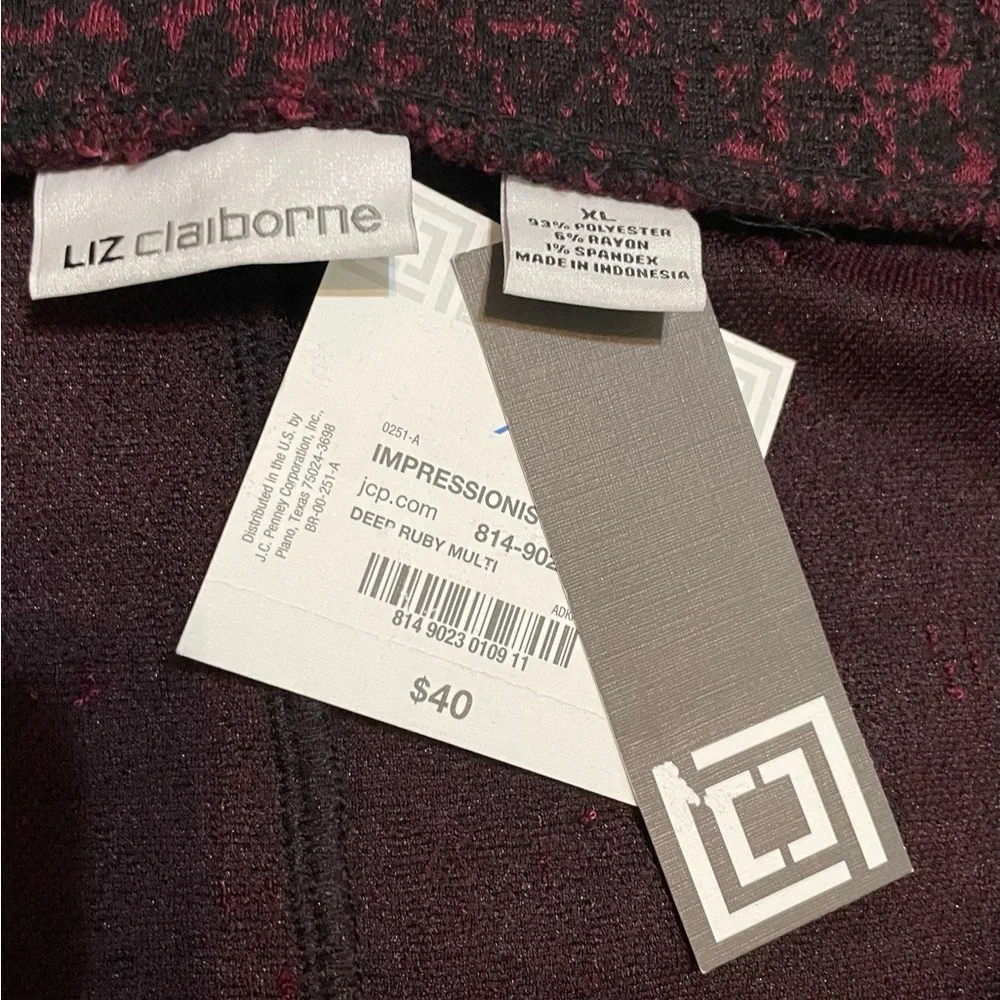 NWT Liz Claiborne Black and Pink Knee-Length Pencil Skirt